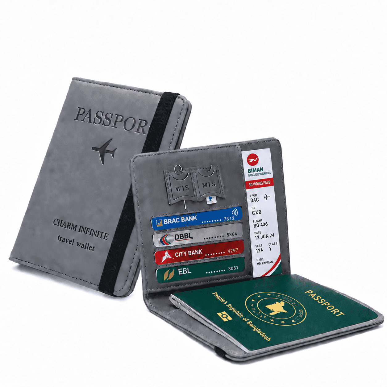 Gray Passport Pouch